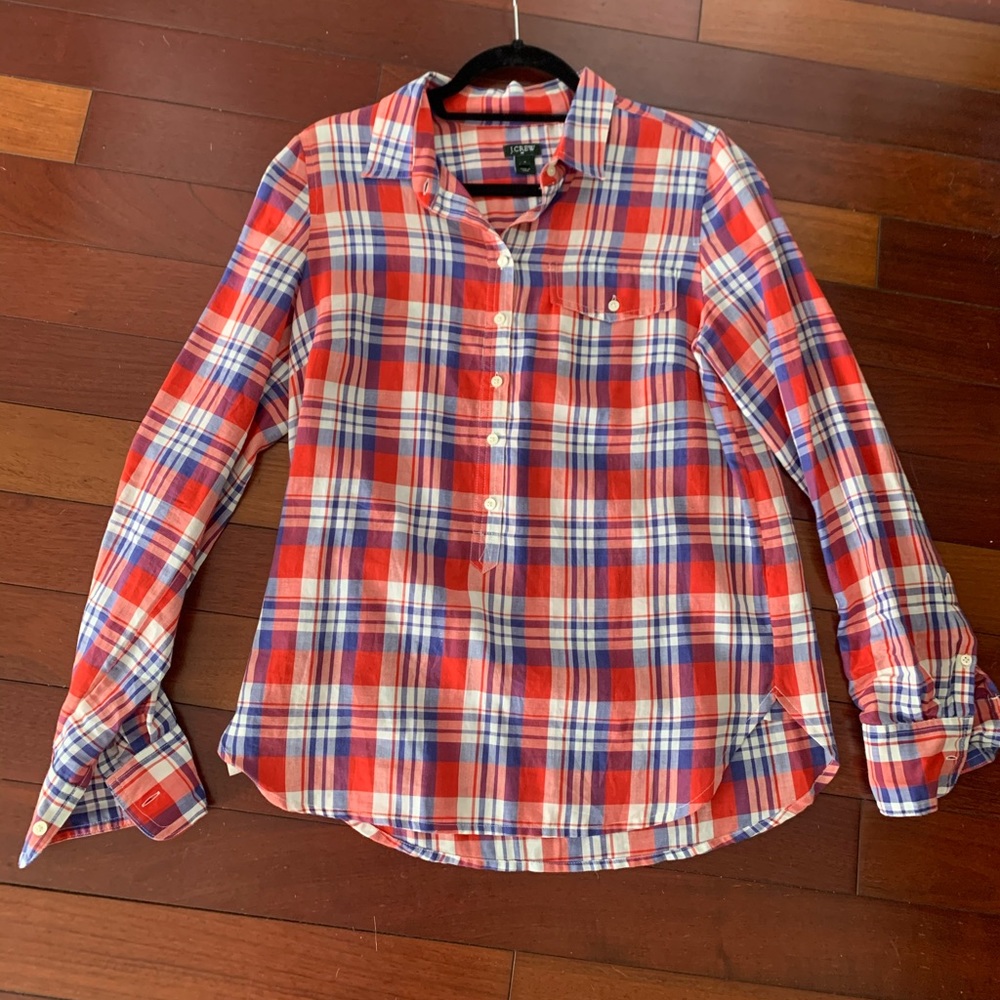 J Crew plaid blouse
